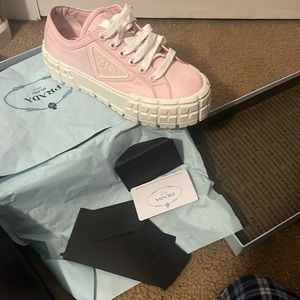 new prada pink low top sneakers for women